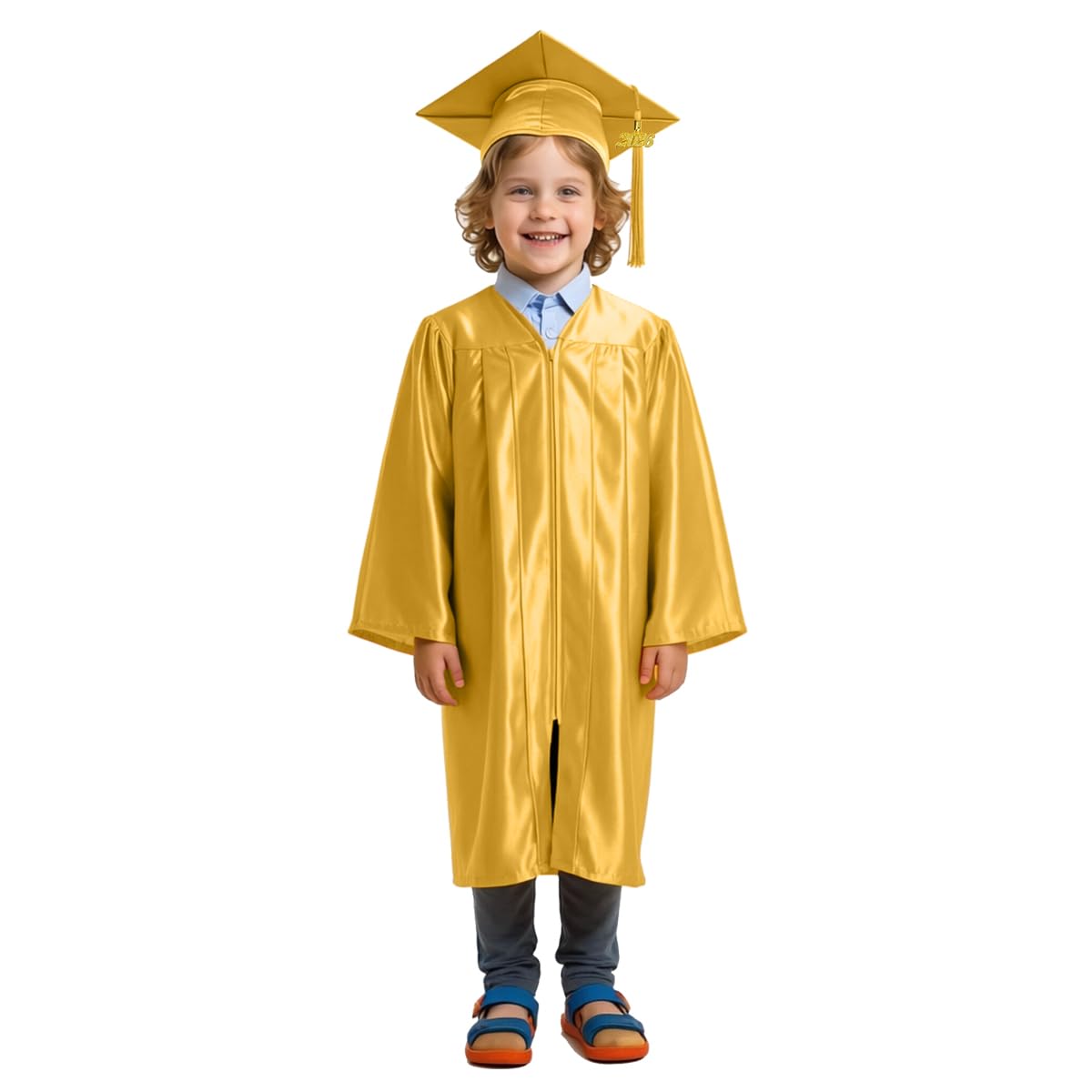 Shiny Preschool Kindergarten Graduation Cap Gown Set for Kids With 2026 2025 Tassel Charm