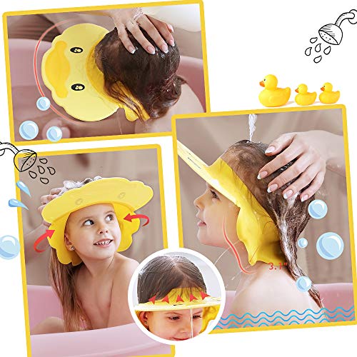 Baby Shower Hat Baby Shampoo Cap for Toddler, Silicone Kids Bathing Hat for Shower, Infants Soft Protection Funny Safety Visor Cap Yellow - Thumbnail 5