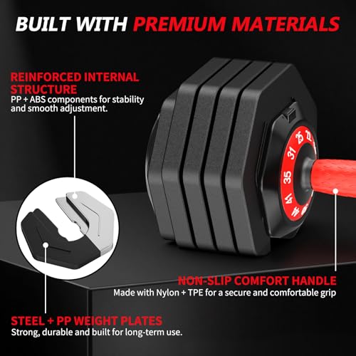 MouldBody Adjustable Dumbbell Set, Pair 25 or 50 lb (One-Hand Dial, Storage Tray) — view 6