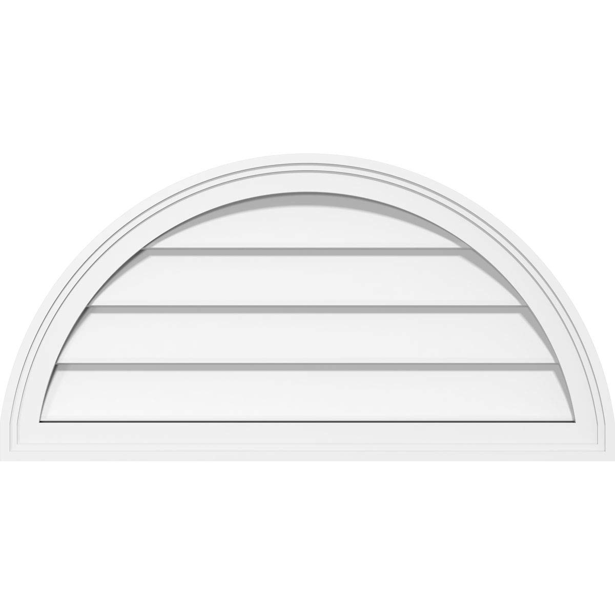 Ekena Millwork GVPHR42X2102SN Half Round Surface Mount PVC Gable Vent, 42"W x 21"H, Factory Primed White