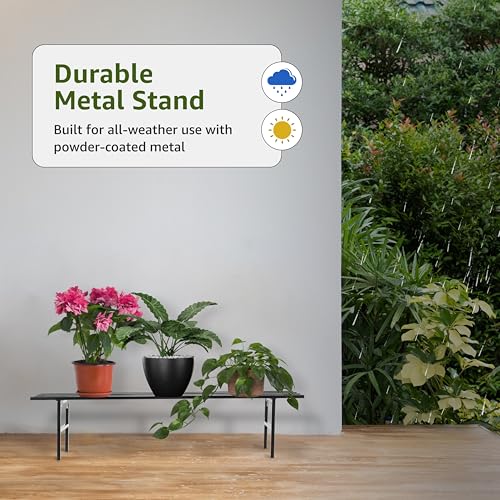 Image of Amazon Brand - Solimo Folding Metal Plant Stand (Pack of 2, Black) - Heavy-Duty, 50 kg /Shelf Load Capacity, 22.5 x 79 x 18 cm, Indoor & Outdoor Use