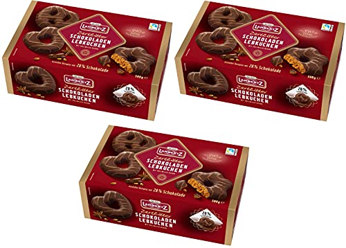 Lambertz Schokoladen Lebkuchen Zartbitter 3 x 500 gr. Herzen Sterne Brezeln