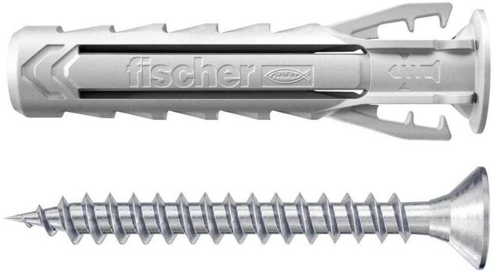 Fischer - Sx Plus 8X40 Nylon Expansion Dowel With Collar And Screws, All Materials/Blister Of 10