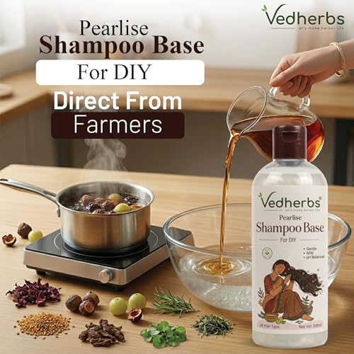 Image of Vedherb Raw Amla Reetha Shikakai Bhringraj Hibiscus Rosemary Leaves 300g with Shampoo Base 200ml | Ayurvedic Blend for Healthy, Shiny & Strong Hair | Herbal Cleanser, Conditioner & Nourishment for Hair & Scalp