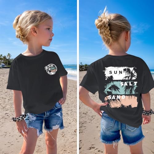 Girl's Hawaiian Graphic Tees Kids Cute Preppy Shirts Beach Tshirt Letter Printed Loose Fit Casual Summer Tops3
