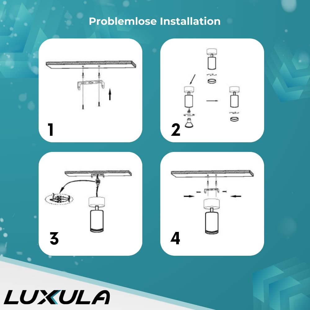 LUXULA LED Deckenleuchte Aufbauspot schwenkbar 1-flammig 10 Stück, GU10, Aluminium, IP20, Aufputz Deckenstrahler/Deckenspot 230V, perforierter Innenring, modernes Design, Weiß/Schwarz