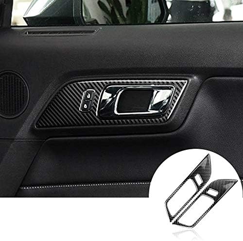 Carbon Fiber Inner Car Door Handle Frame Trim Cover 2pcs for Ford Mustang 2015-2019
