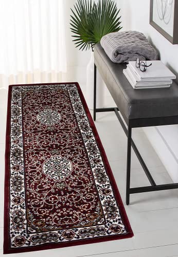 Image of Kashmiri Carpets for Living Room Supersoft Silk Touch Maroon Color 2 x 6 feet