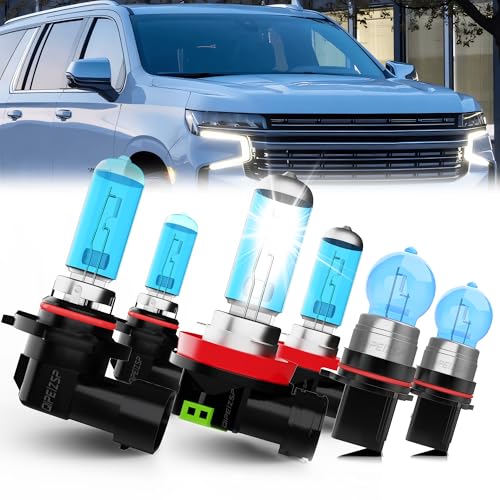 QIPEIZSP Compatible With Chevy Suburban 2015 2016 2017 2018 2019 2020 Lights Headlight Bulbs, 9005/HB3/H10 High Beam + H11/H8/H9 Low Beams + PSX26W Fog Light Bulbs, 6 Pack