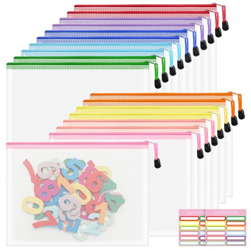 Image of 18pcs Mesh Zipper Pouch Bags, B5 Mesh Pouch, 9 Colors Zipper Pouches for Organizing, Travel Pouch, School Office Organize
