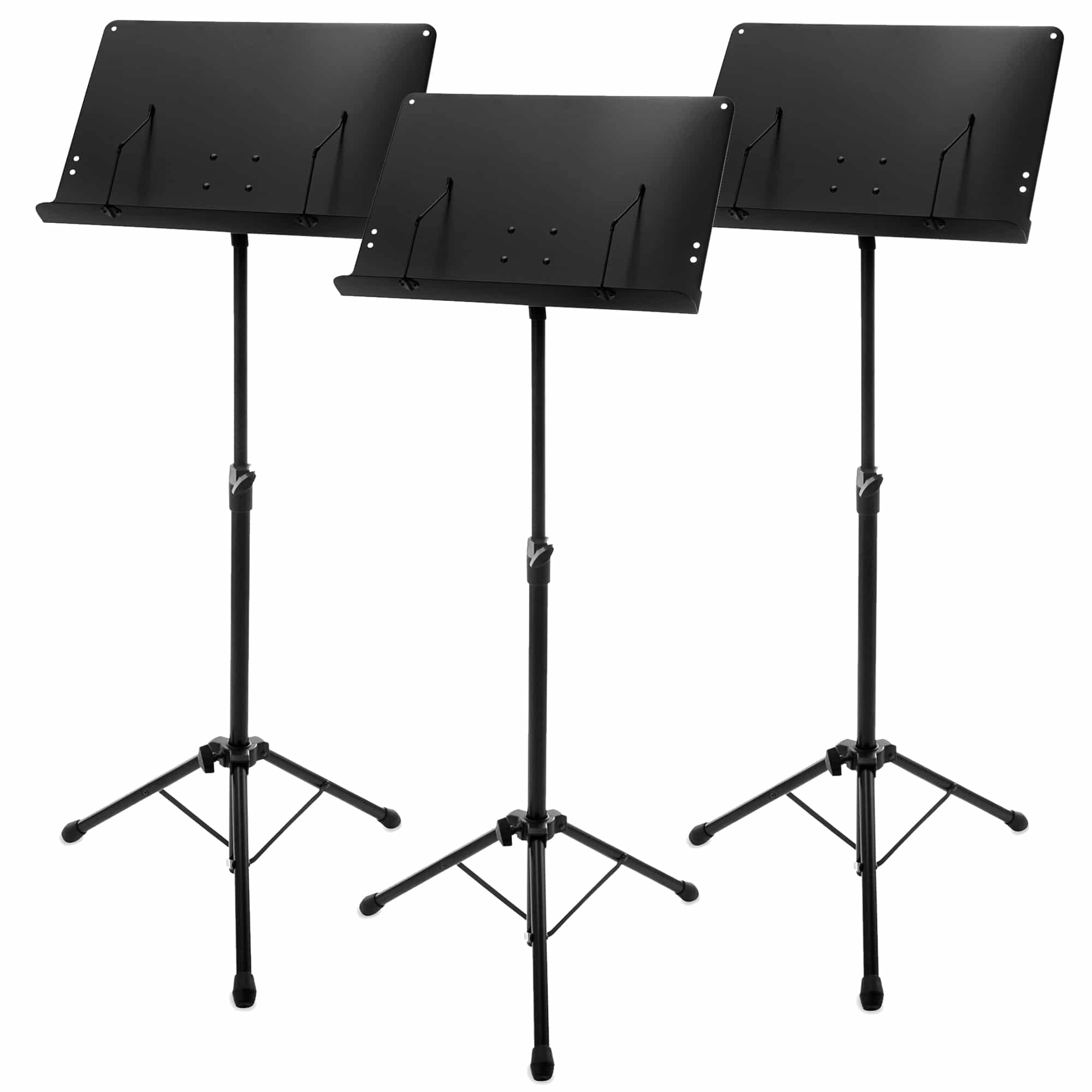 Pronomic OS-01C Atril Orquestal Cerrado Con Pinzas Para Partituras Set De 3 | Altura fácilmente ajustable, Superficie para partituras desmontable, Conexión prismática con tornillo de mariposa, 1 kg