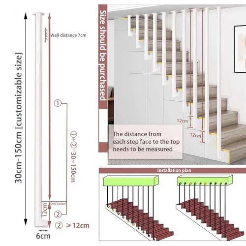 Rambarde d'escalier en bois et fer forgé blanche avec angle carré de 105 cm - 2
