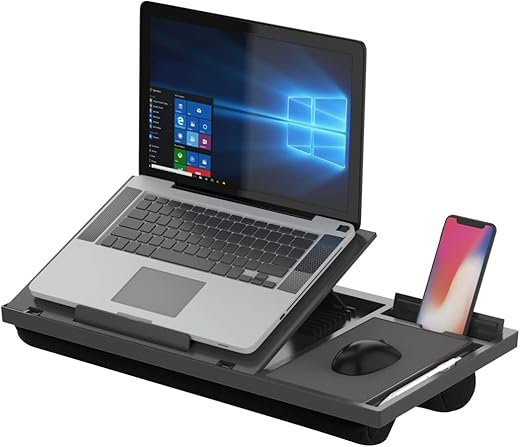 Portronics My Buddy G Laptop Desk with Storage & Mouse Pad, Adjustable Height, Compatible Upto 15 inches Laptop(Black)