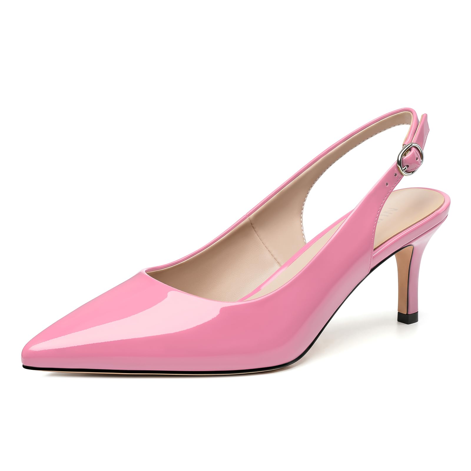 NUMALEO Kitten Heels for Women Pointed Toe Slingback Pumps | 2.5 Inch Close Toe Comfortable Pumps Wedding Party Casual Work Dress Shoes