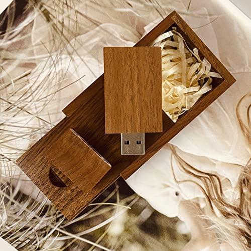 Drewniana pamięć USB z pudełkiem prezentowym (8 x 5 x 2,5 cm), TATMOHIK 32 GB, pamięć USB 3.0, do przechowywania zdjęć, drewniana pendrive do przechowywania zdjęć, na ślub, urodziny, walentynki