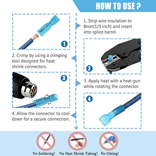 260 Pcs Heat Shrink Wire Connectors Sopoby Electrical Terminals Kit Waterproof Marine Crimp Connector Assortment - Ring Fork Spade Butt Splices #TOP1