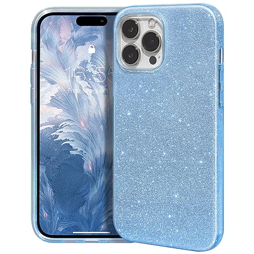 MATEPROX Compatible with iPhone 15 Pro Max Case Bling Sparkle Cute Girls Women Protective Cases Cover for iPhone 15 Pro Max 6.7" 2023-Blue