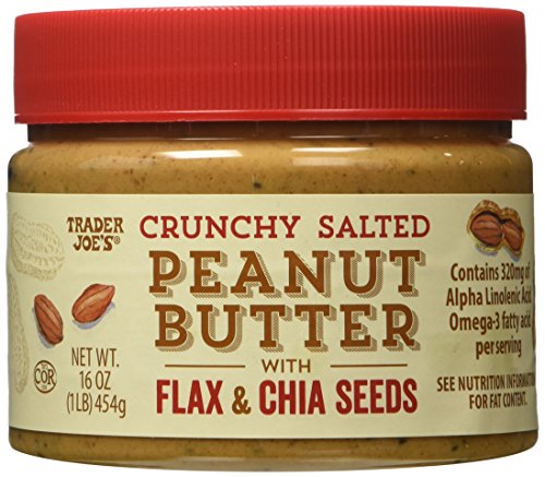 Trader Joe's Crunchy Salted Peanut Butter with Flax and Chia Seeds 2 Pack