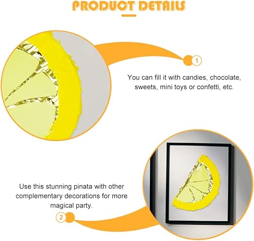 Miniatura 9 de Piñata mexicana en forma de limón para fiesta de cumpleaños, decoraciones de fiesta, piñata rellena de caramelo para Cinco de Mayo, 11.81 x 6.69 x