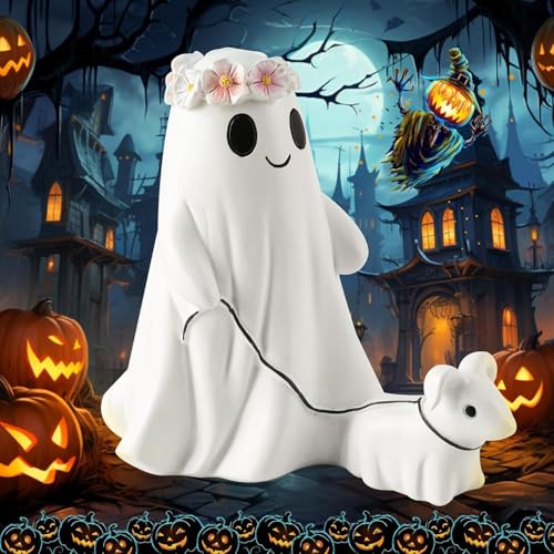 SORAYUXI Geister Figur Cute Geist Statue Geister Deko für Zuhause Resin Geisterfigur Statue Desktop Ornamente Halloween Ghost Decorations