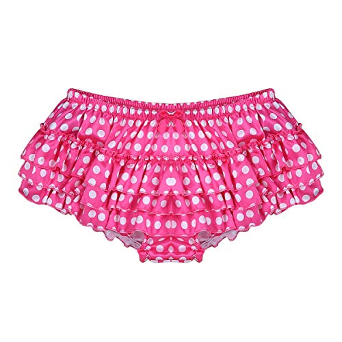 ACSUSS Men's Shiny Satin Frilly Thong Sissy Crossdress Bloomer Ruffled Skirted Panties