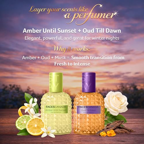 Image of FACES CANADA STAY Amber Until Sunset Eau de Parfum Mini for Women, 20ml | Long-Lasting Oriental, Ambery Vanilla Perfume with Bergamot, Amber, Vanilla & Musk | Warm Day-to-Night Scent | Premium Fragrance