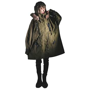 エミ Favorite 装飾ベルト付きのユニセックスバイカラーモッズコート エミ Favorite 装飾ベルト付きのユニセックスバイカラーモッズ