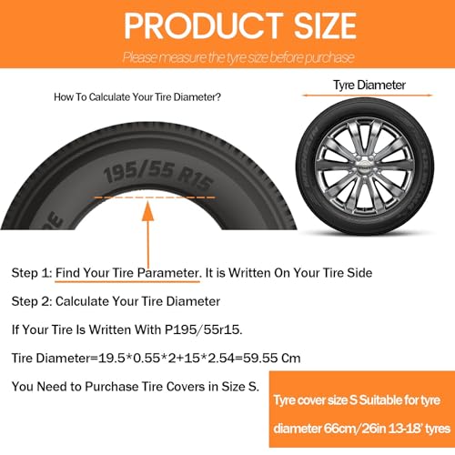 Image of Car Tire Protector, Spare Tire Covers for Trailers, Tire Protector for 13-18 Inch Tyres (Size S), LTZCN0729