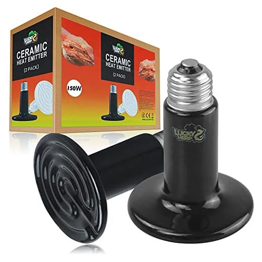 LUCKY HERP 150W Ceramic Heat Emitter, Reptile Heat Bulbs, Ceramic Heat Lamp for Reptiles, Amphibian, Chicken, Dog, Cat (2-Pack)