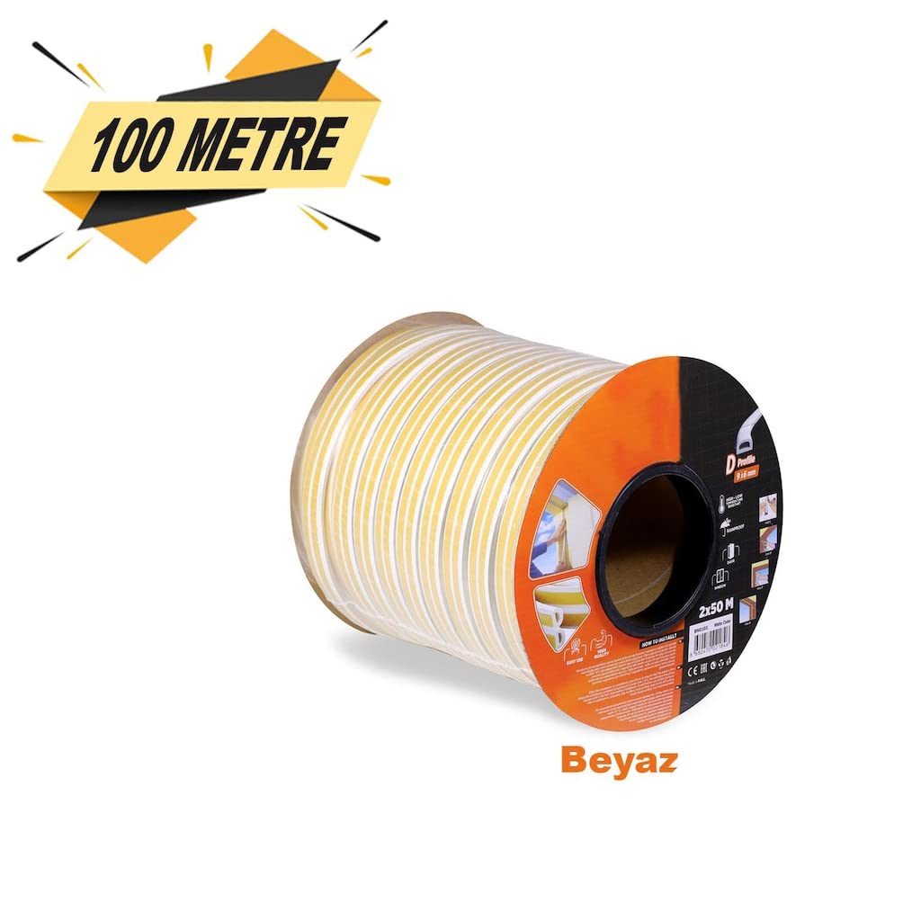 Badem10 50x2=100 Mt Beyaz Kapı Pencere Bandı Fitili Yapışkanlı Soğuk İzolasyon