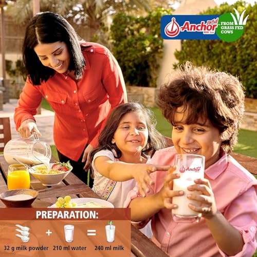 Anchor Fortified Full Cream Milk Powder From Grass Fed Cows, 400 g (Tin) (Pack of 2)