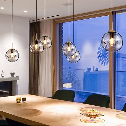 Lámpara colgante de bola de cristal irregular para techo de comedor y salón nórdico 5
