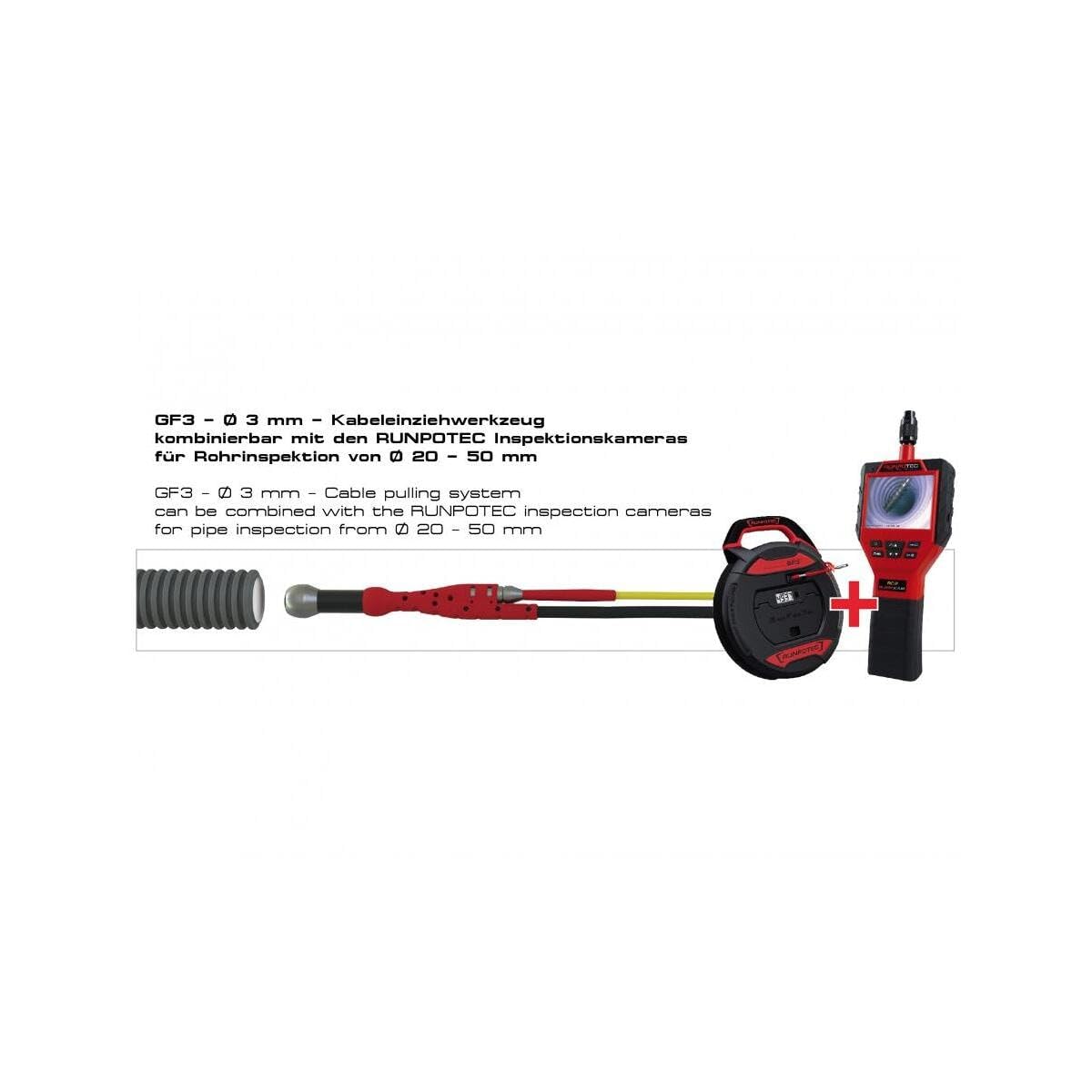 Runpotec 10193 GF3 - Glasfaserstab Ø 3 mm - 30 m Kabeleinziehwerkzeug für Rohrdm 10-50 m