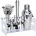 SmallDimple Set Barista Cocktail 11 Pezzi Kit Preparazione Cocktail Kit Barman Premium Colino, Agitatore, Versatore, Tappo, Pinze Ghiaccio, Agitatore, Cucchiaio E Forchetta (750 ML)