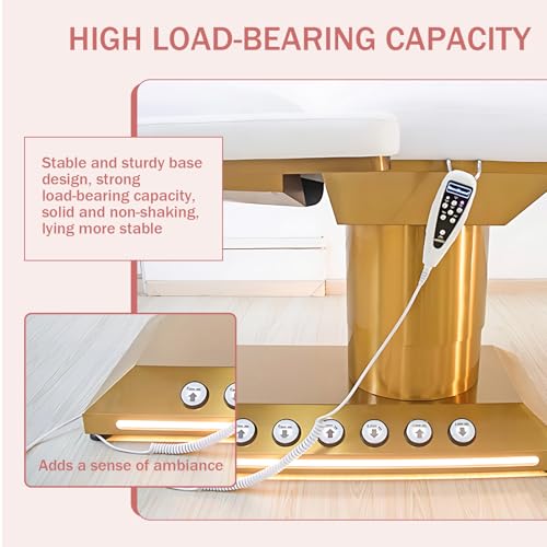 Larnavo Massage Table - Electric Massage Table with White Single-Column Luxury Design, SPA Beauty Bed Includes One-Button Lift & Tilt, Rotatable Armrests - Image 7