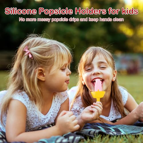6 Stück Tropffrei Eis Am Stiel -Halter für Kinder BPA-Frei Eis Tropfschutz, Wiederverwendbarer Eis Halter mit Strohhalm für Erwachsene und Kleinkinder