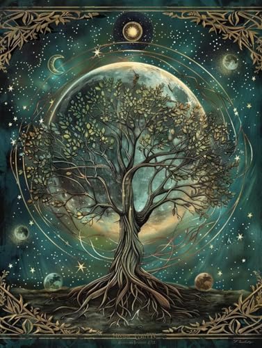 Peinture Diamant Adulte et Enfant Arbre Multicolore Grand Format 60x80 cm Kit Point de Croix