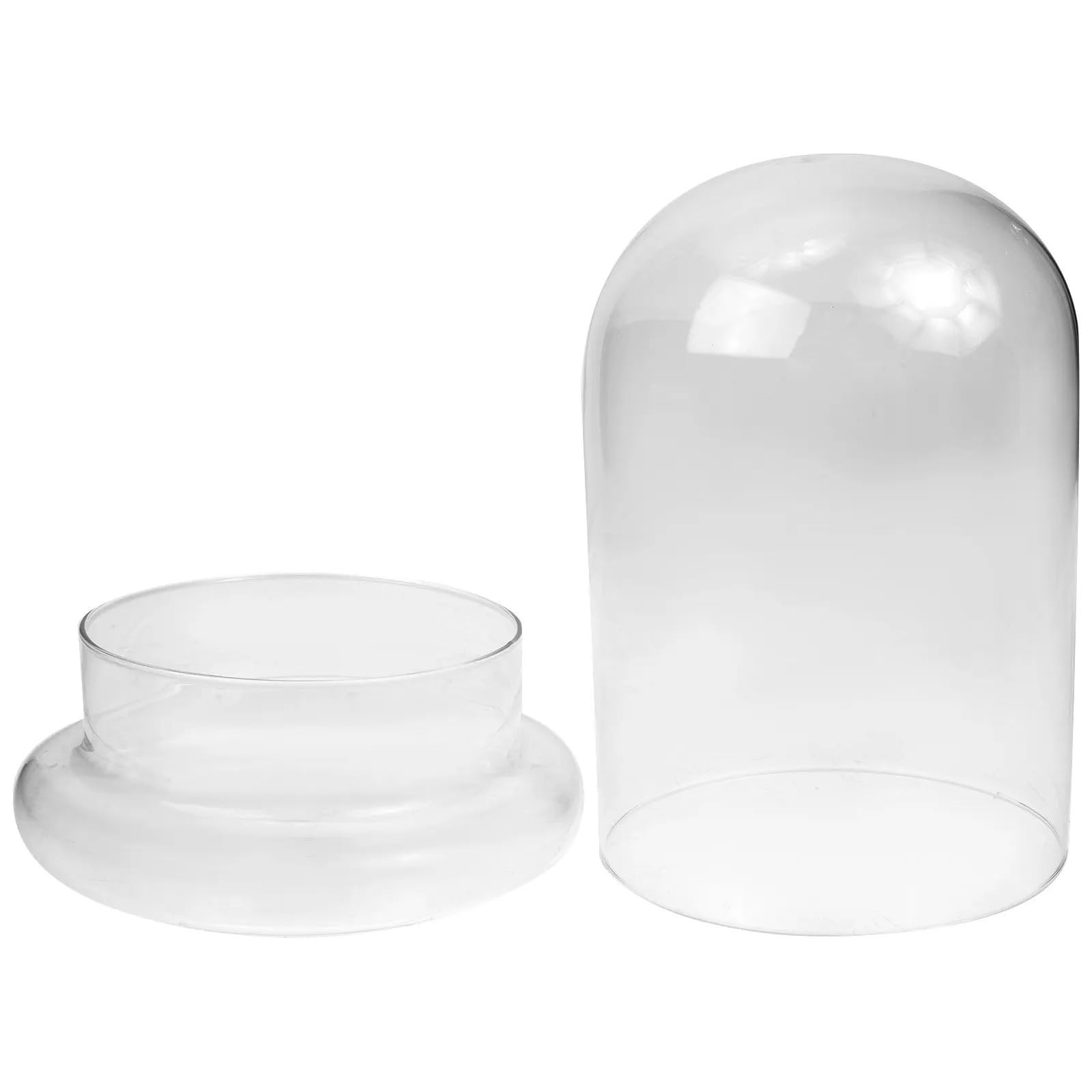 ZYAYNG 2PCS Clear Glass Cloche Cover 15x20cm For Flower Display DIY Terrarium Planter Dome Showcase With Solid Base Included For Display