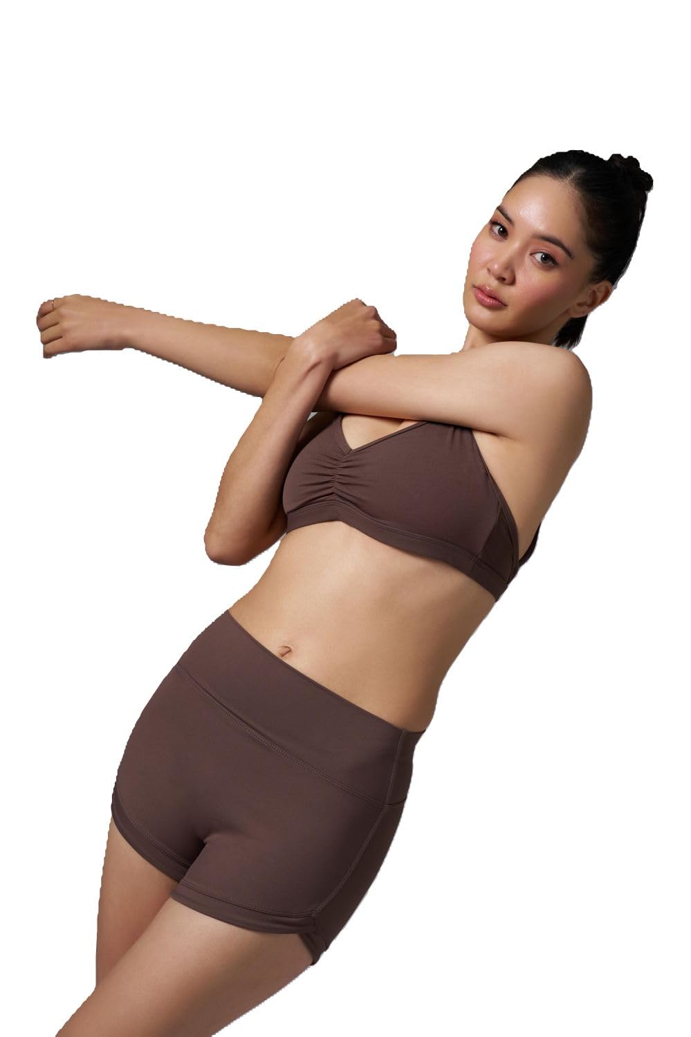 Urus Chocolate Scrunch Workout Shorts for Women, Ruched Back, Sculpting Fit, Chinlon Spandex Blend-image-9