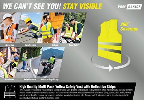 PeerBasics, 20 Pack, Yellow Reflective High Visibility Safety Vest, Hi Vis Silver Strip, Men Women, Work, Cycling, Runner, Construction (Mesh, 20)… by PeerBasics - Image 7