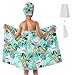 Flamingo Palm Leaves Print Body Bath Towel Wrap & Hair Towel Wrap for Women Girls, Soft Bath Shower Wrap & Hair Drying Towel Set, Quick Dry, Absorbent, Suitable for Spa, Shower, Bath, Gym, Pool (FP7)
