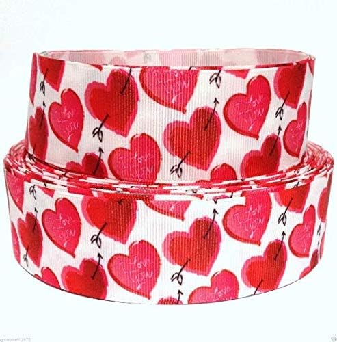 Grosgrain Ribbon 1.5 Valentine's Day Love Hearts Arrows Printed Per Yard