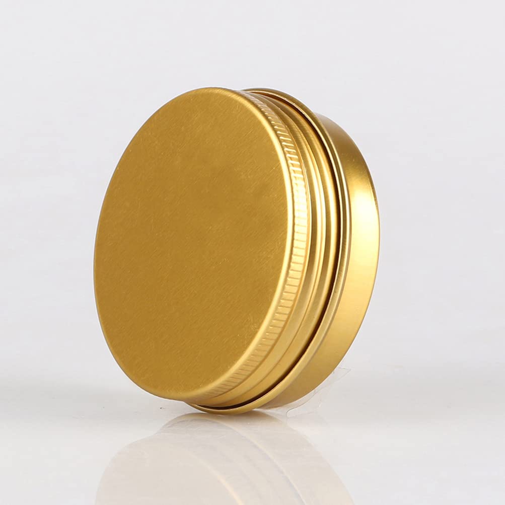 100 Pièces 30 ml Vide Rond Or Pots en Aluminium Cosmétiques Pot Canettes Bocaux Conteneurs 5ml for Fait Main Bougies Crème Baume Voyage, 3x aluminium cuillère, 100x Étiquettes