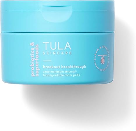 TULA Skin Care Breakout Breakthrough 2% Salicylic Acid Biodegradable Toner Pads