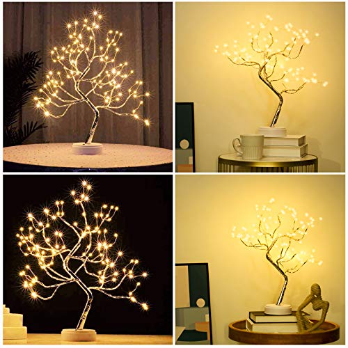 20" Tabletop Bonsai Tree Light With 108 Led Copper Wire String Lights, Diy Artificial Tree Lamp, Battery/Usb Operated, For Bedroom Desktop Christmas Party Indoor Decoration Lights (Warm White) #TOP2