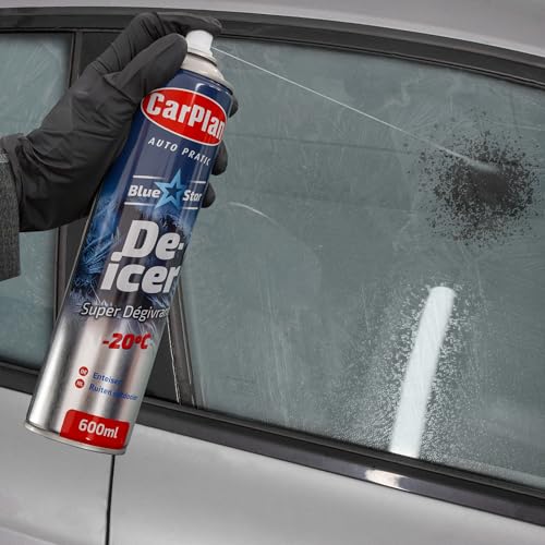 Image of CarPlan Blue Star De-Icer Spray, 21 fl oz - Fast-Acting Aerosol Defroster for Car Windshield and Windows, Works in Extreme Cold -20C