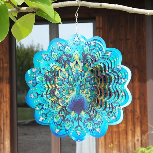 Gochoi Pfauen-Windspiel zum Aufhängen im Freien, Pfauen-Geschenke...