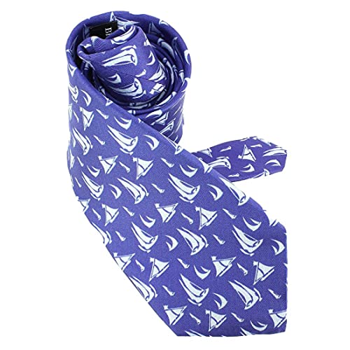 Cravate Lyonnaise en Soie Bleu Marine Brochier Soieries Motif Fantaisie