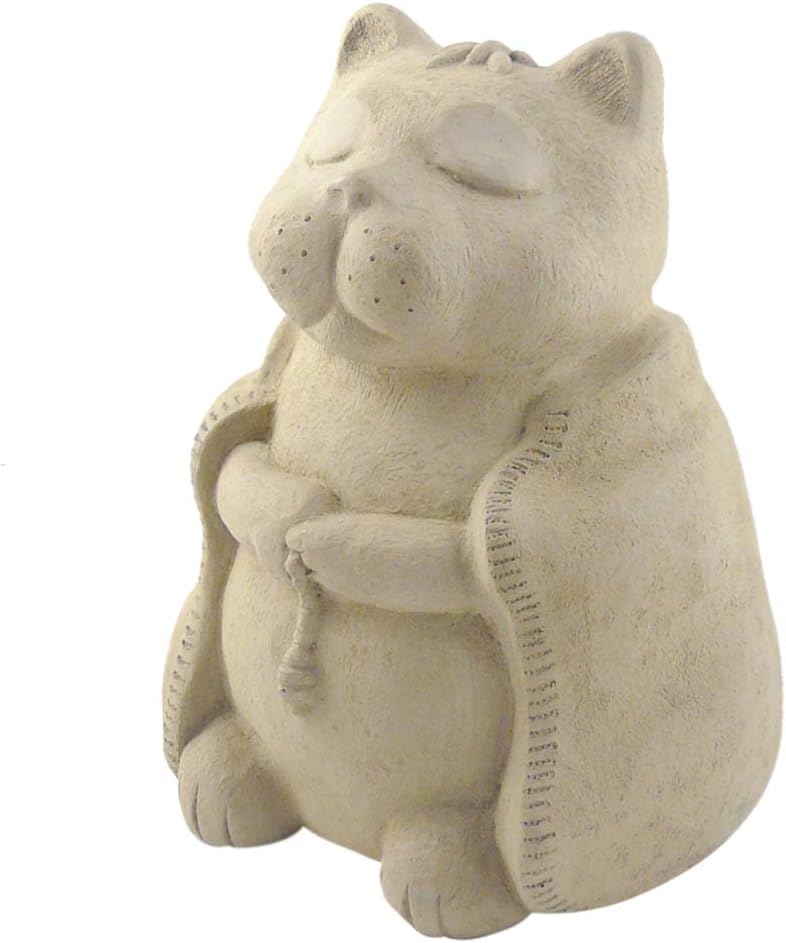 Modern Artisans Meditating Cat – Cast Stone Garden Sculpture, Large Size, American Made