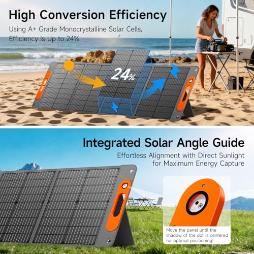 Image of TWELSEAVAN 120W Portable Foldable Solar Panel Charger for Jackery Explorer 160 /240 /500 Power Station /Suaoki S270 /Goal Zero Yeti /Rockpals 250W Solar Generator, with USB QC3.0 Port, USB Type C Port